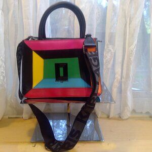 Karl Lagerfeld Paris Colorblock Crossbody Turquoise Lime NEW